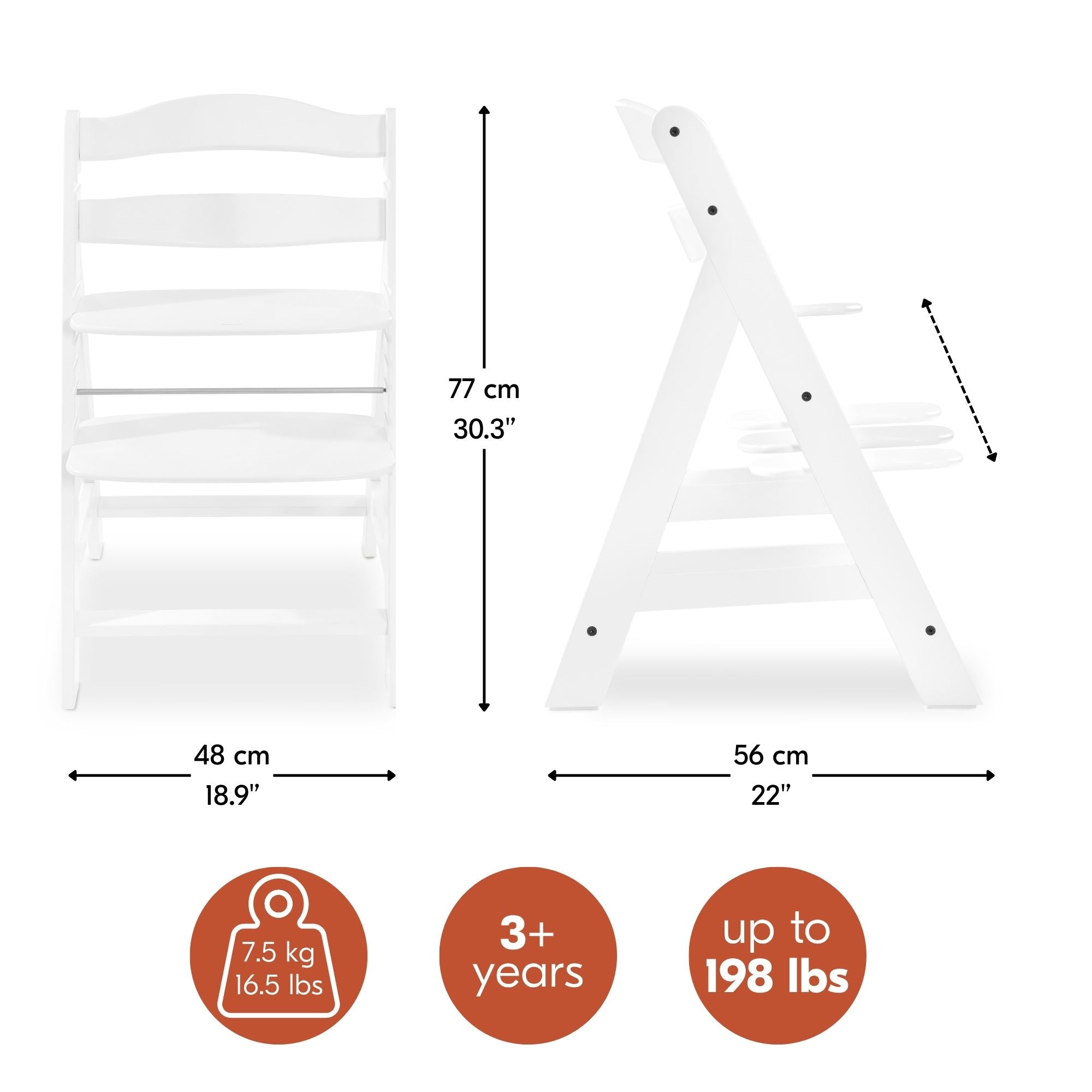 hauck Alpha High Chair Tray Table Compatible with Wooden Alpha+ and Beta+, White - VMInnovations