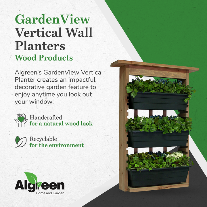 Algreen Gardenview Decorative Trellis with 3 Vertical Wall Hanging Planters