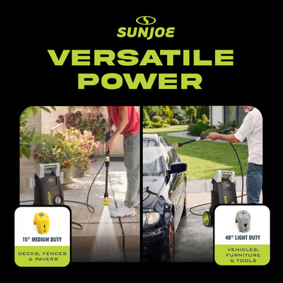 Sun Joe Electric Pressure Washer with 11-Amp Motor and 1.1 GPM, SPX1000 - Portable Water Cleaner with Adjustable Spray Wand for Car, Garden, and Patio Washing and Cleaning