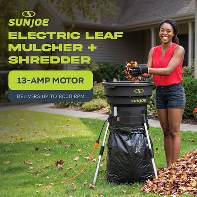 Sun Joe Electric Leaf Mulcher/Shredder 13 Amp w/ Adjustable Dial, Black (Used) - VMInnovations
