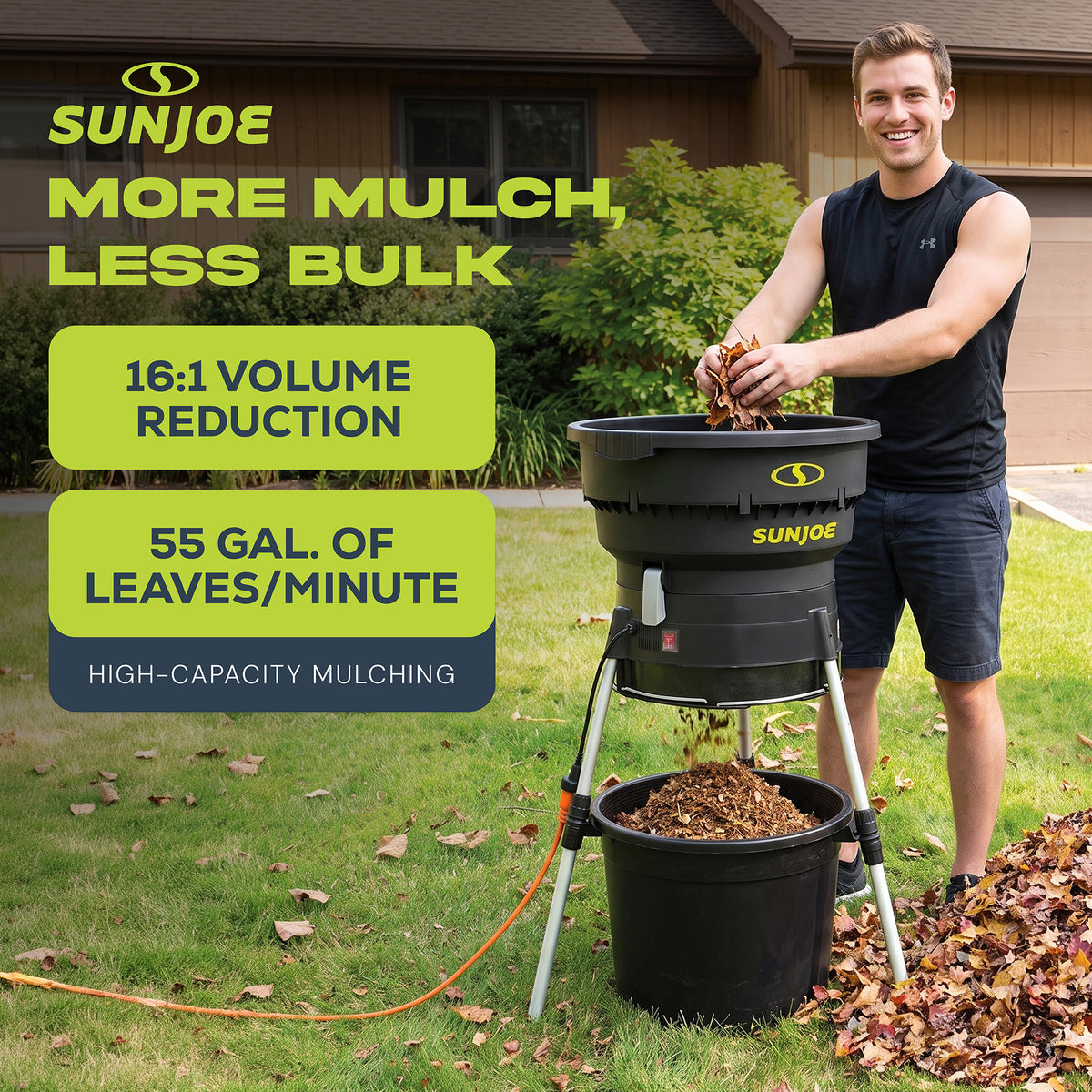 Sun Joe Electric Leaf Mulcher/Shredder 13 Amp w/ Adjustable Dial, Black (Used) - VMInnovations
