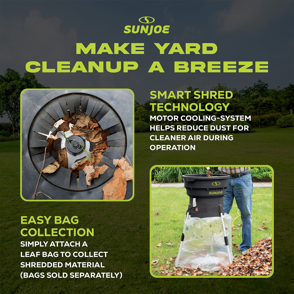 Sun Joe Electric Leaf Mulcher/Shredder 13 Amp w/ Adjustable Dial, Black (Used) - VMInnovations