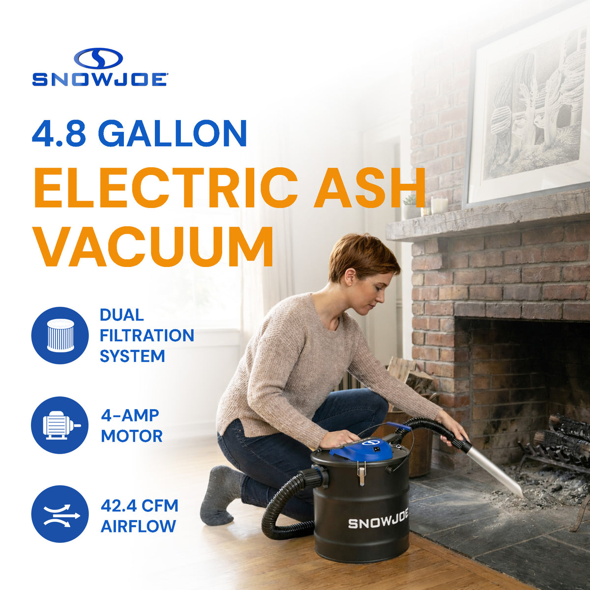 Snow Joe 4.8Gal Bagless Ash Vacuum Cleaner, Metal Canister,  Black (Open Box) - VMInnovations