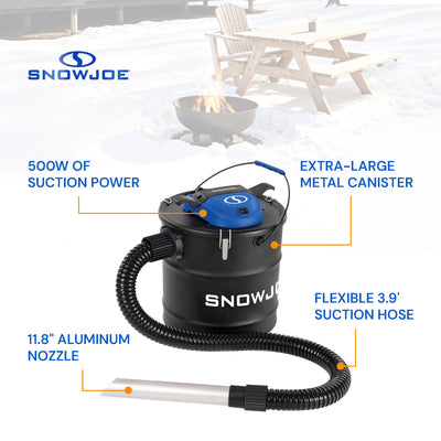 Snow Joe 4.8Gal Bagless Ash Vacuum Cleaner, Metal Canister,  Black (Open Box) - VMInnovations