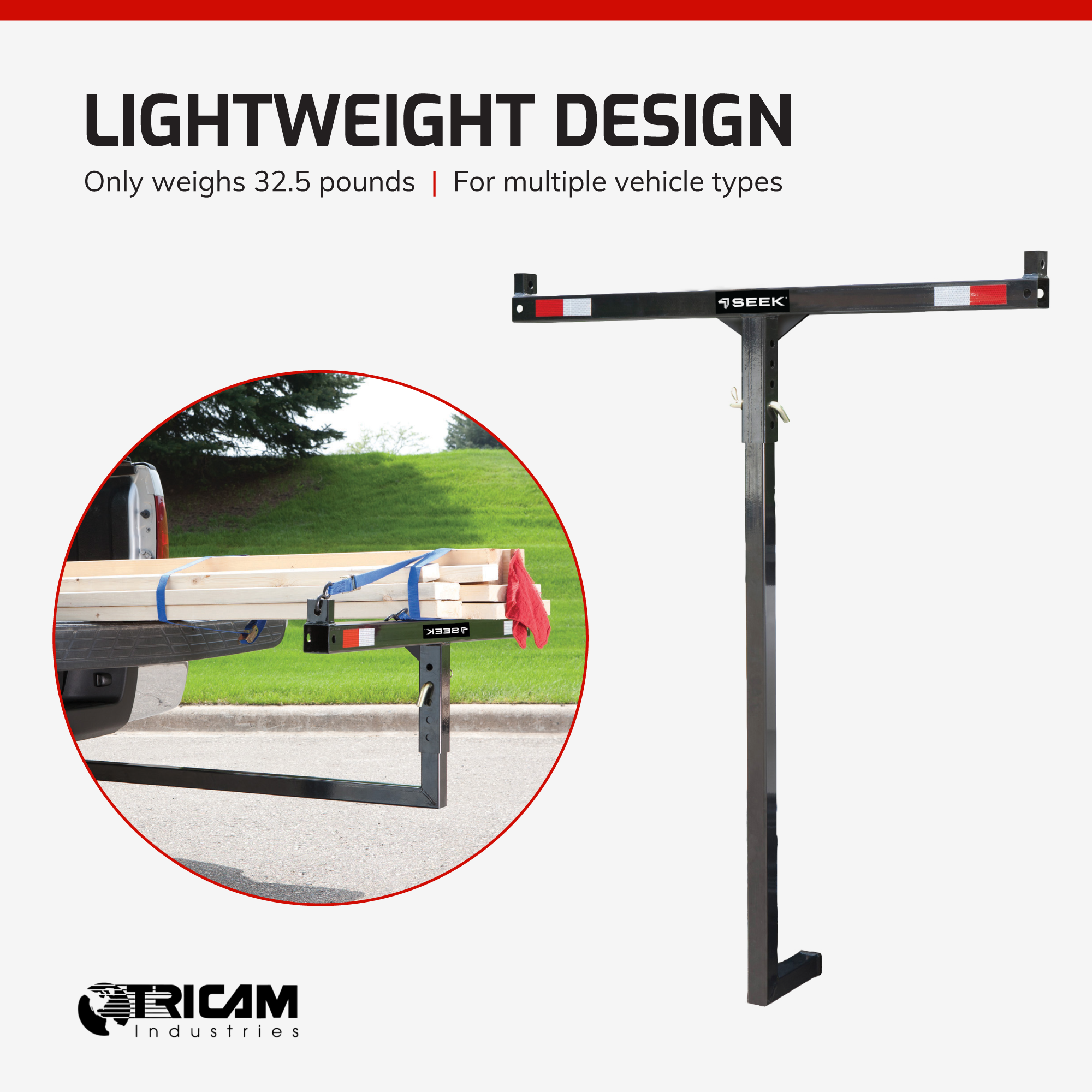 SEEK Adjustable Hitch Mounted Steel Extender for Canoes & Kayaks, Black(Damaged) - VMInnovations