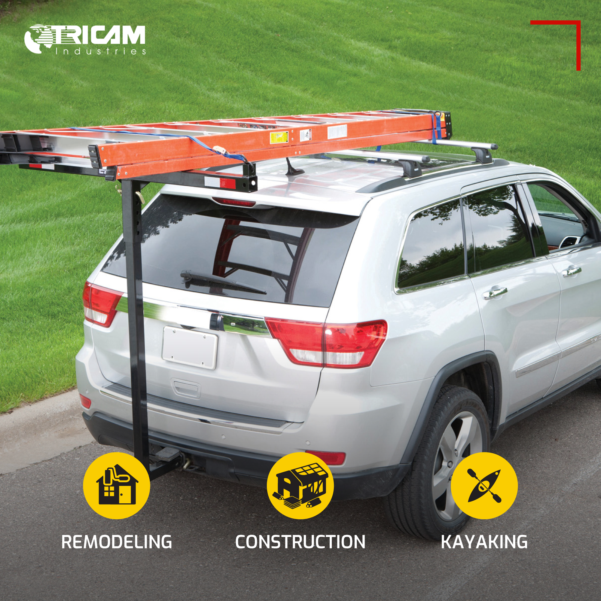 SEEK Adjustable Hitch Mounted Steel Extender for Canoes & Kayaks, Black(Damaged) - VMInnovations