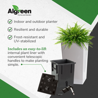 Algreen Modena Square Self-Watering Planter, Glossy White (Open Box)
