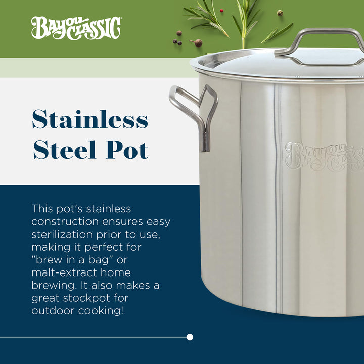 Bayou Classic 30 Quart / 7.5 Gallon Stainless Steel Kettle Pot with Lid (Used)
