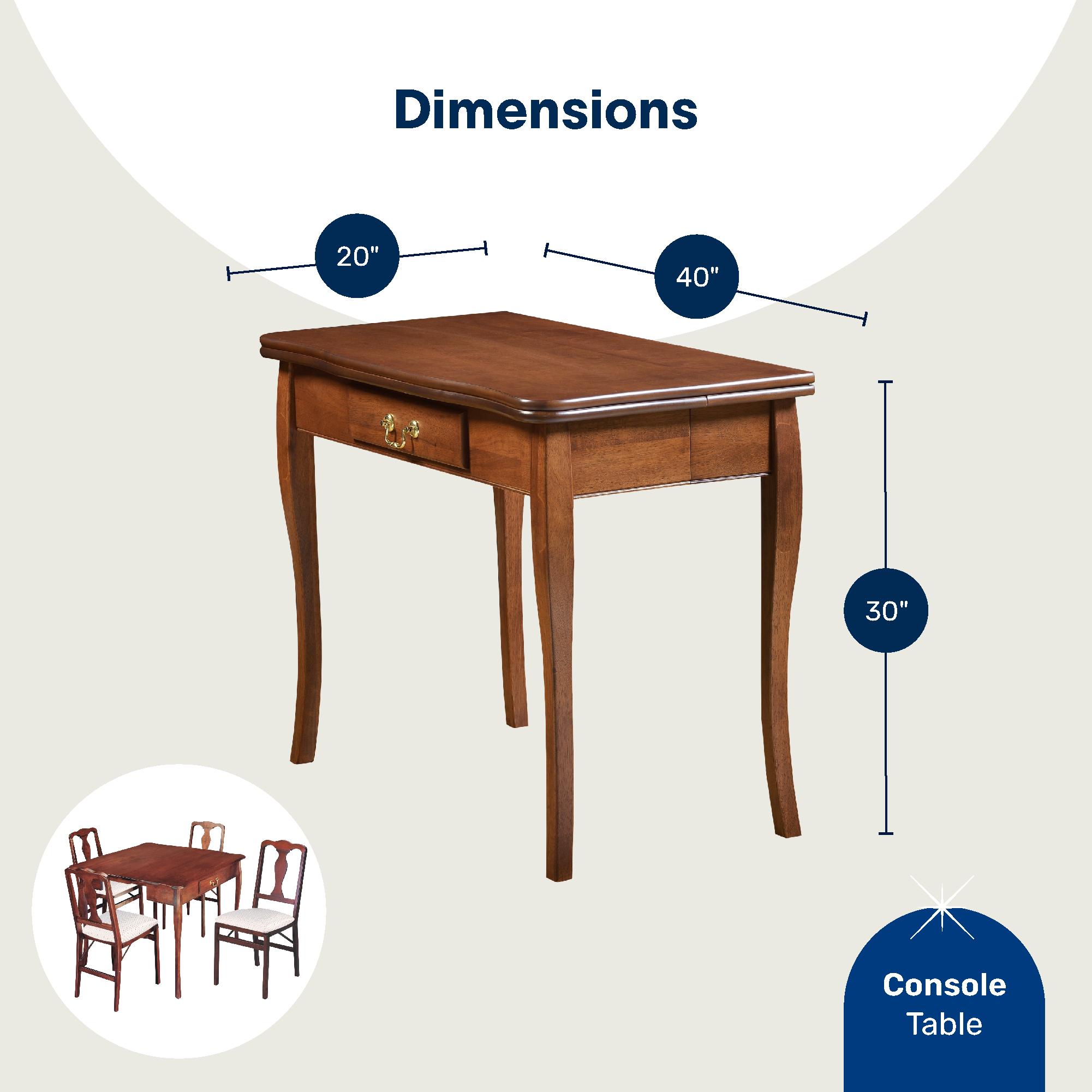 Stakmore Expanding Convertible Console to Dining Room Table w/ 2 Leaves, Cherry - VMInnovations