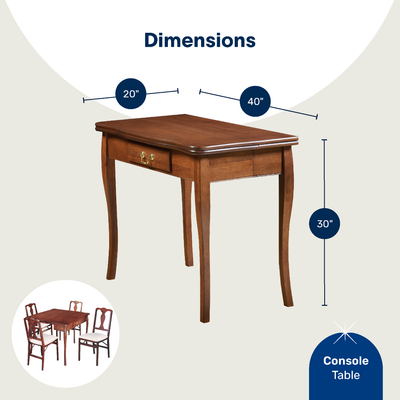 Stakmore Expanding Convertible Console to Dining Room Table w/ 2 Leaves, Cherry - VMInnovations