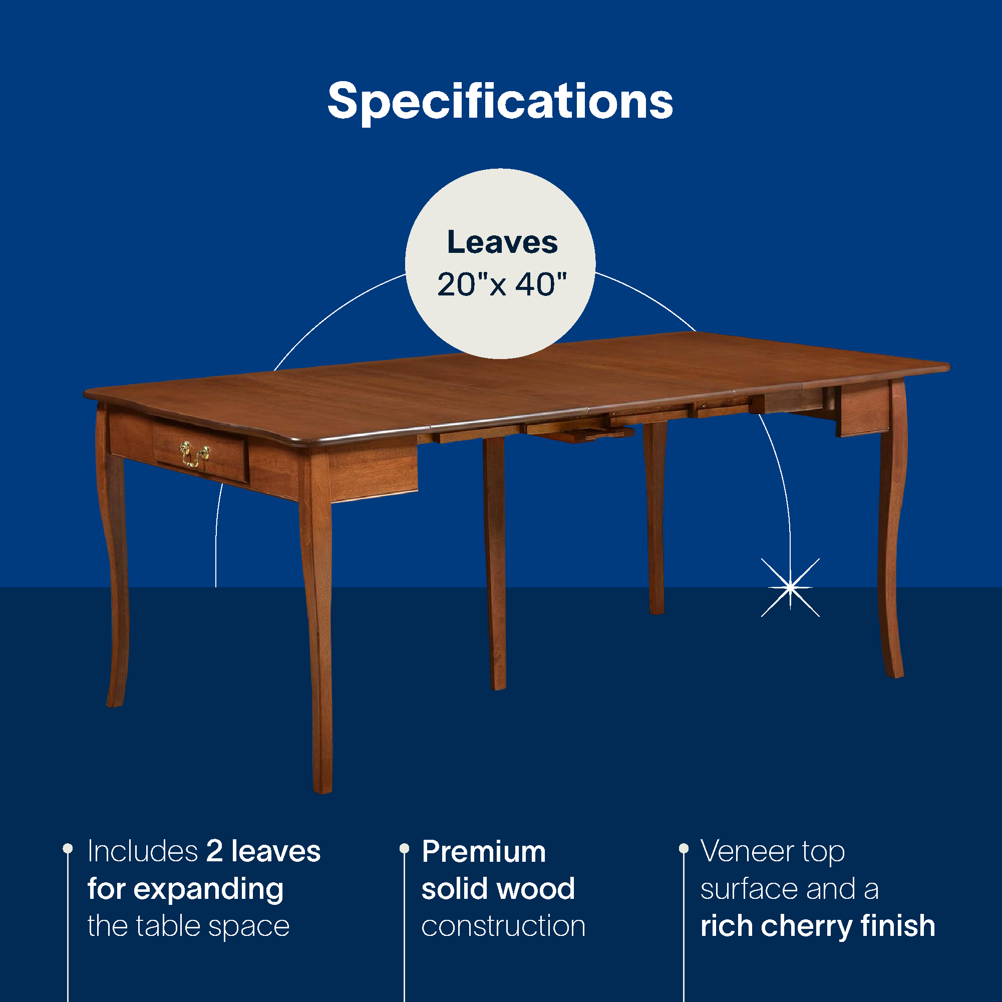 Stakmore Expanding Convertible Console to Dining Room Table w/ 2 Leaves, Cherry - VMInnovations