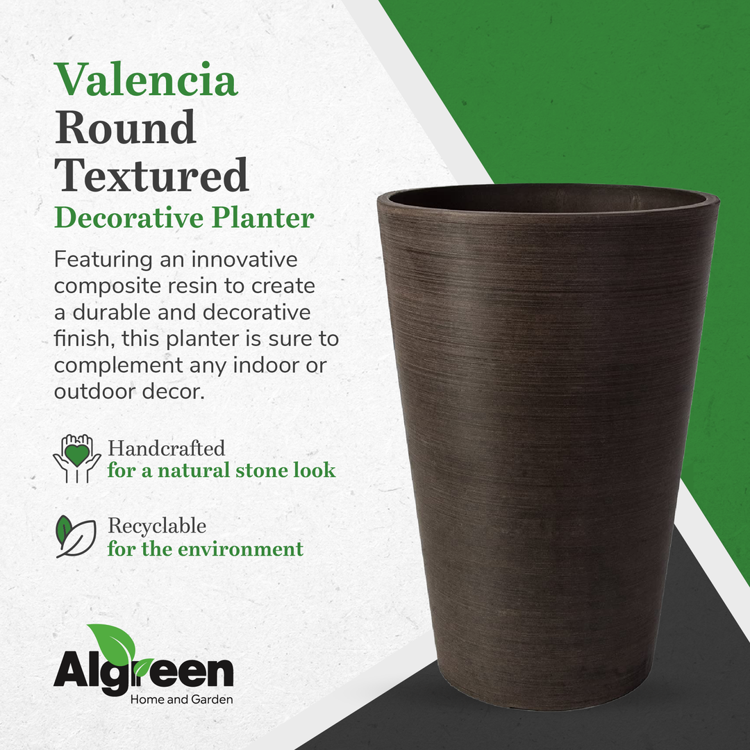 Algreen Valencia 12 x 18 Inch Round Taper Recycled Planter, Chocolate (Open Box)