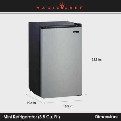 Magic Chef MCBR350S2 3.5 Cubic Feet Compact Mini Refrigerator & Freezer, Silver
