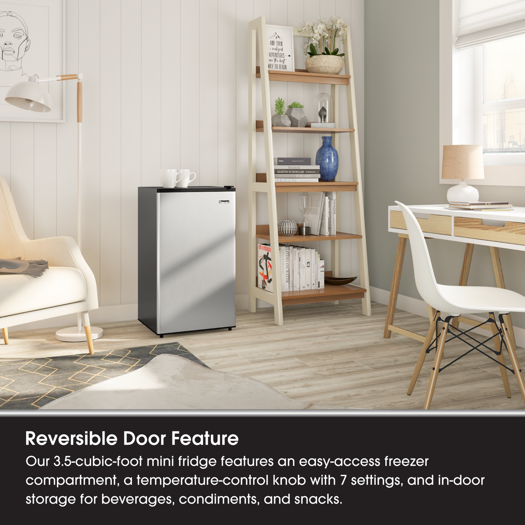 Magic Chef 3.5 Cubic Feet Compact Mini Refrigerator & Freezer, Silver (Used) - VMInnovations