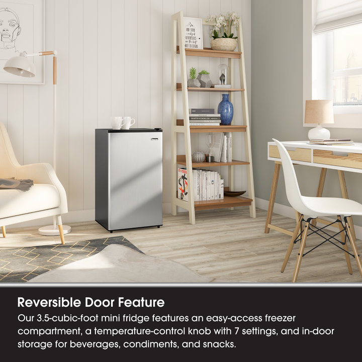 Magic Chef 3.5 Cubic Feet Compact Mini Refrigerator & Freezer, Silver (Used) - VMInnovations