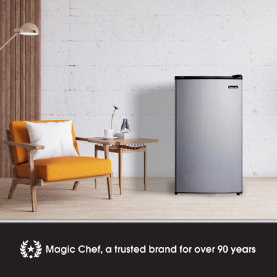 Magic Chef 3.5 Cubic Feet Compact Mini Refrigerator & Freezer, Silver (Damaged) - VMInnovations