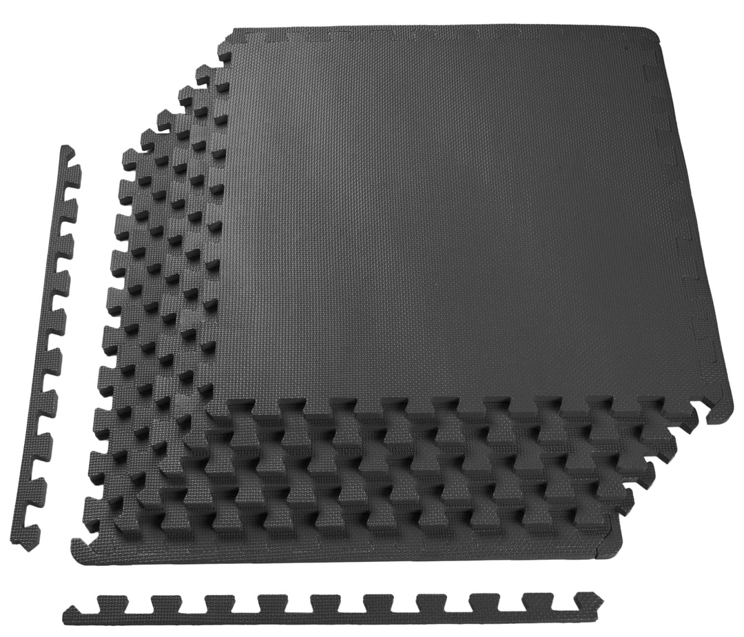BalanceFrom Fitness 24 Sq Ft Interlocking EVA Foam Exercise Tiles, Black (Used)