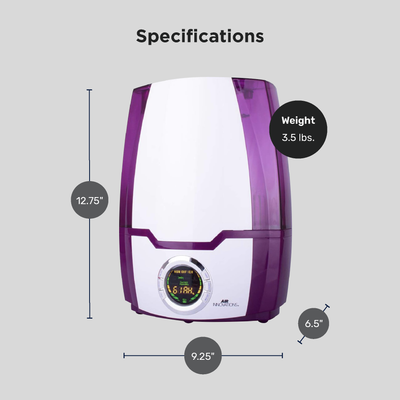 Air Innovations Cool Mist Ultrasonic Humidifier, Purple (Open Box) - VMInnovations