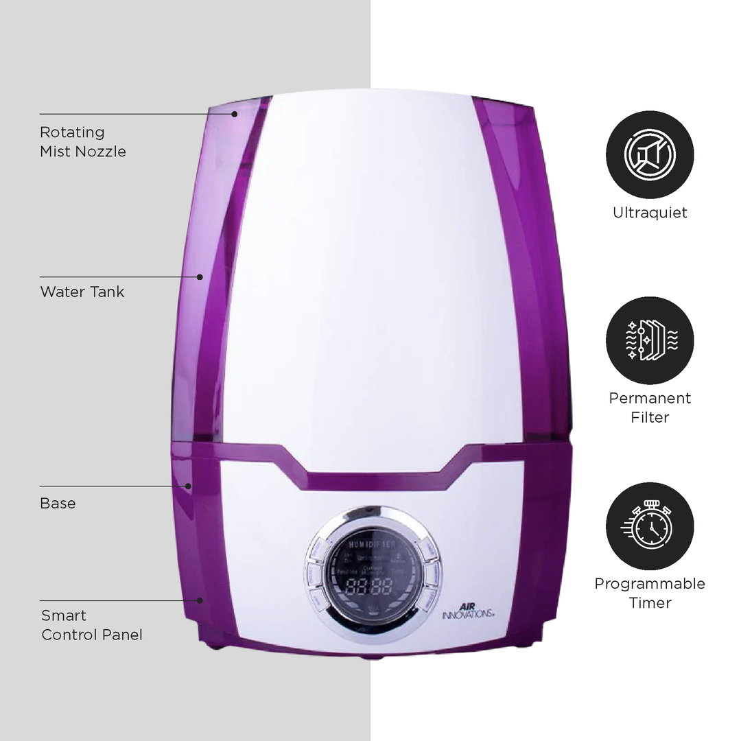 Air Innovations Cool Mist Ultrasonic Humidifier, Purple (Open Box)