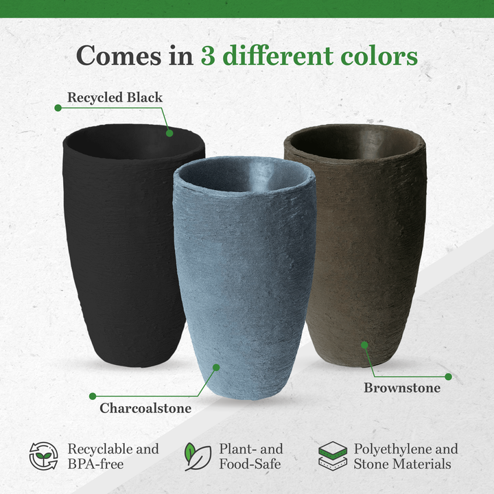 Algreen Products 87303 Athena 28.5" Self-Watering Flower Pot & Planter, Charcoal