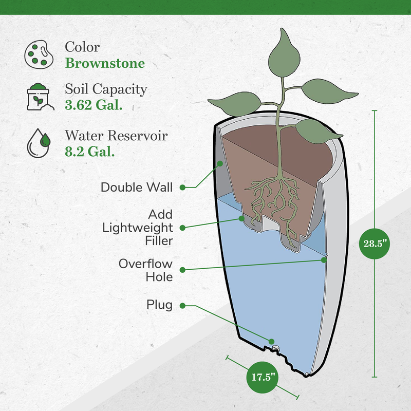 Algreen 87313 Athena 28.5" Self Watering Garden Ground Planter Pot (Open Box)