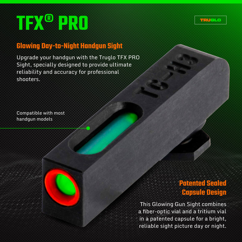 TruGlo TFK Pro Fiber Optic Tritium Handgun Glock Sight, Glock 20/21 (Open Box)