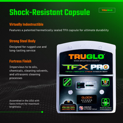 TruGlo TFK Pro Fiber Optic Tritium Handgun Glock Sight, Glock 20/21 (For Parts)