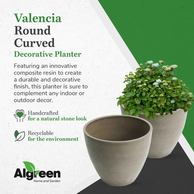 Algreen Valencia 10 x 8.3 Inch Garden Plant Pot Planter, Taupe (Open Box)