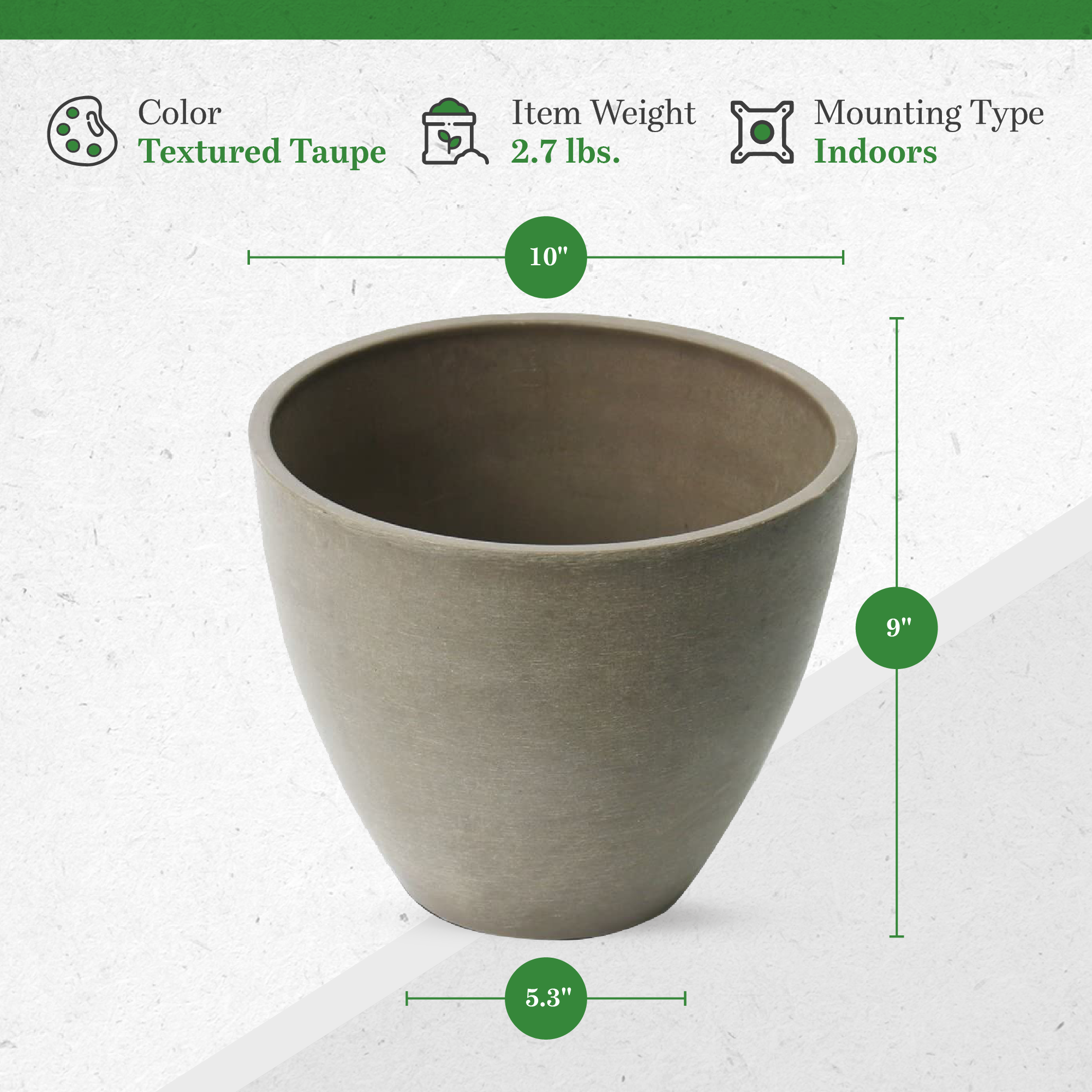 Algreen Valencia 10 x 8.3 Inch Garden Plant Pot Planter, Taupe (Open Box)