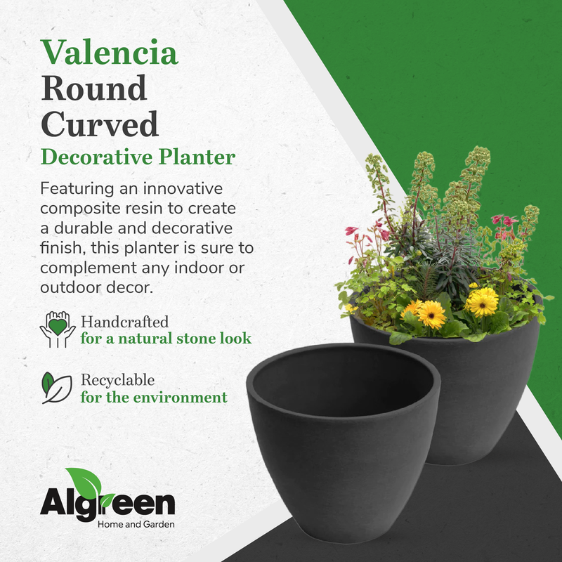 Algreen Valencia 10 Inch x 8.3 Inch Flower Plant Pot Planter, Charcoal (Used)