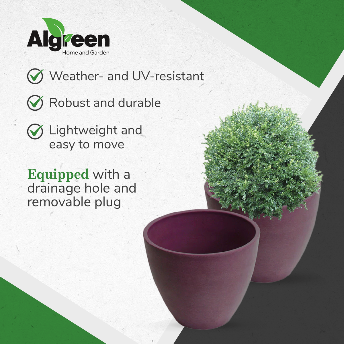 Algreen Round Curve Valencia Indoor and Outdoor Planter and Flower Pot(Open Box)