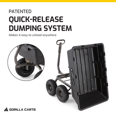 Gorilla Carts 1500 Pound Capacity Poly Yard Dump Utility Cart, Black (For Parts)