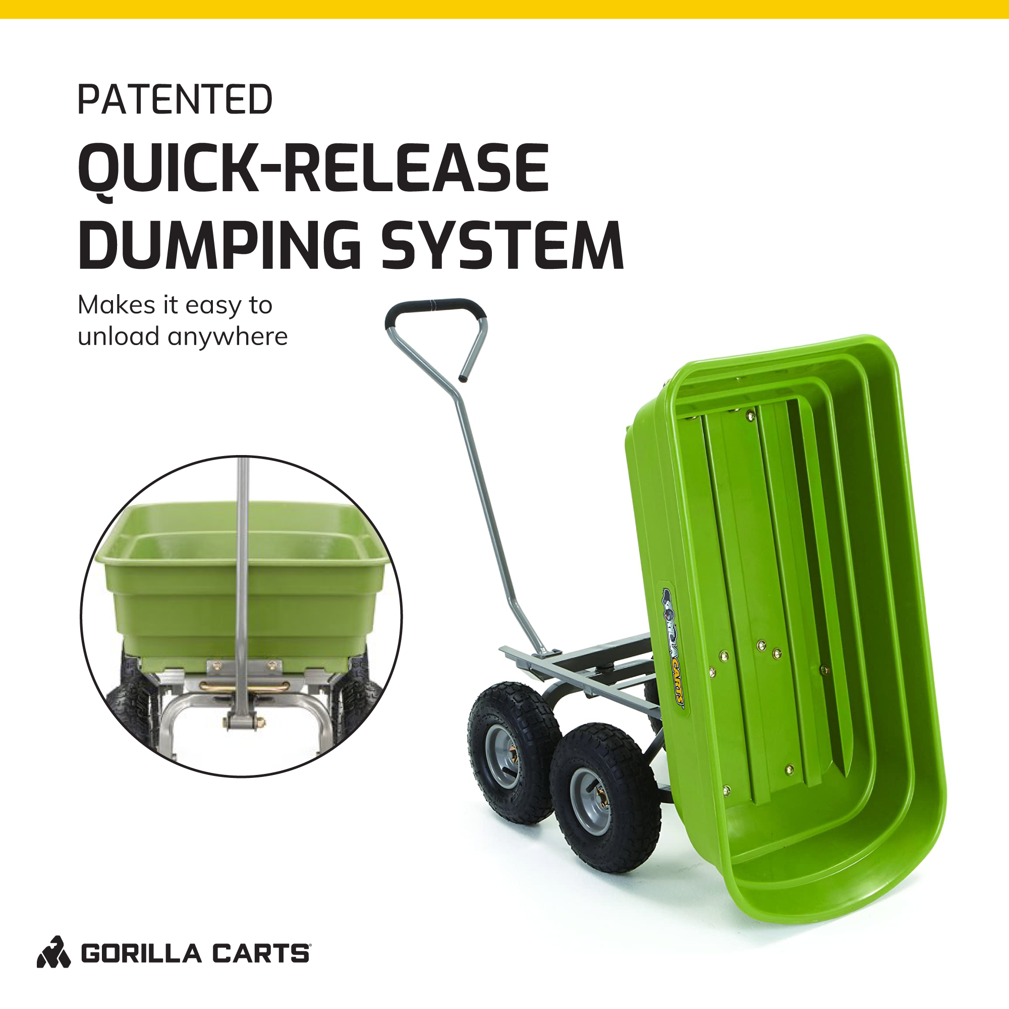 Gorilla Carts 600lb Capacity Poly Yard Dump Utility Cart, Green (Open Box) - VMInnovations