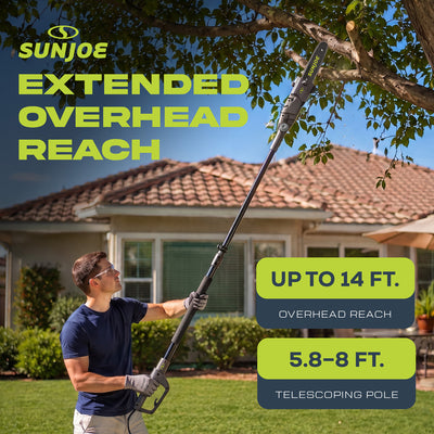 Sun Joe 10" 8-Amp Electric 15-Foot Telescoping Multi-Angle Pole Chainsaw (Used)