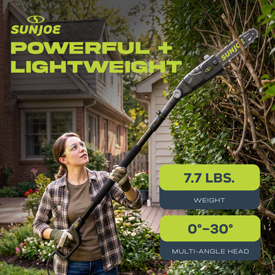 Sun Joe 10" 8-Amp Electric 15-Foot Telescoping Multi-Angle Pole Chainsaw (Used)