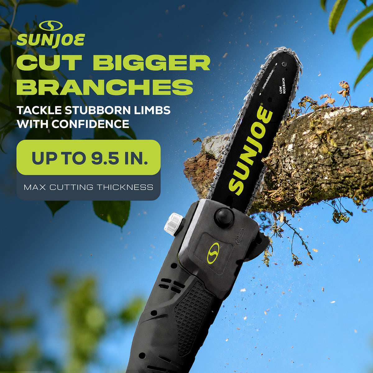Sun Joe 10" 8-Amp Electric 15-Foot Telescoping Multi-Angle Pole Chainsaw (Used)