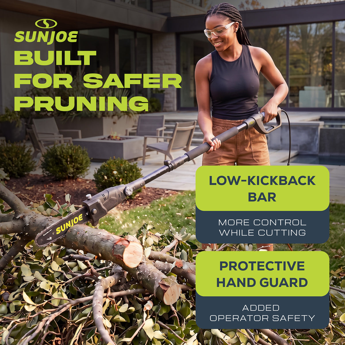 Sun Joe 10" 8-Amp Electric 15-Foot Telescoping Multi-Angle Pole Chainsaw (Used)