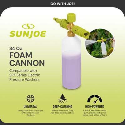 Sun Joe Foam Soap Spray Cannon for SPX Series Pressure Washers, 34 Oz, SPX-FC34