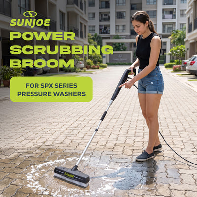 Sun Joe Power Scrubber Broom Long Handle Pressure Washer Attachment, SPX-PWB1