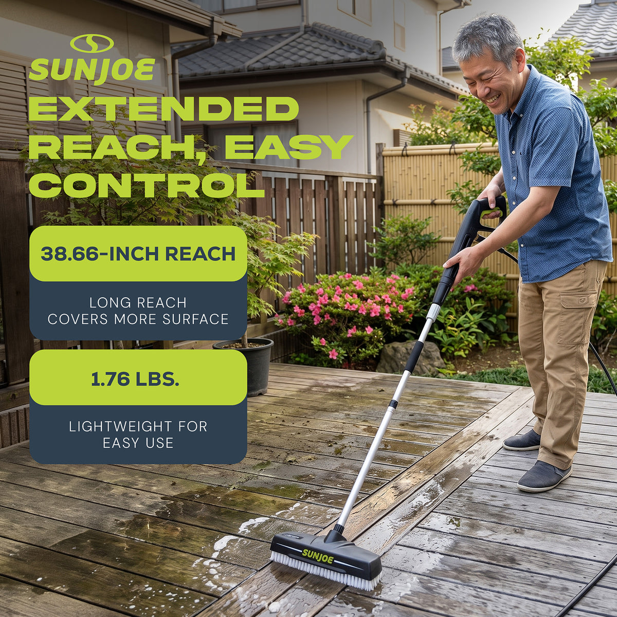 Sun Joe Power Scrubber Broom Long Handle Pressure Washer Attachment, SPX-PWB1
