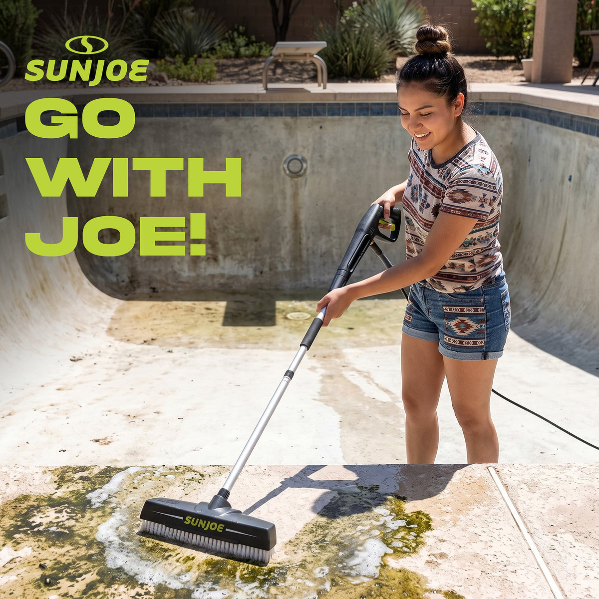 Sun Joe Power Scrubber Broom Long Handle Pressure Washer Attachment, SPX-PWB1
