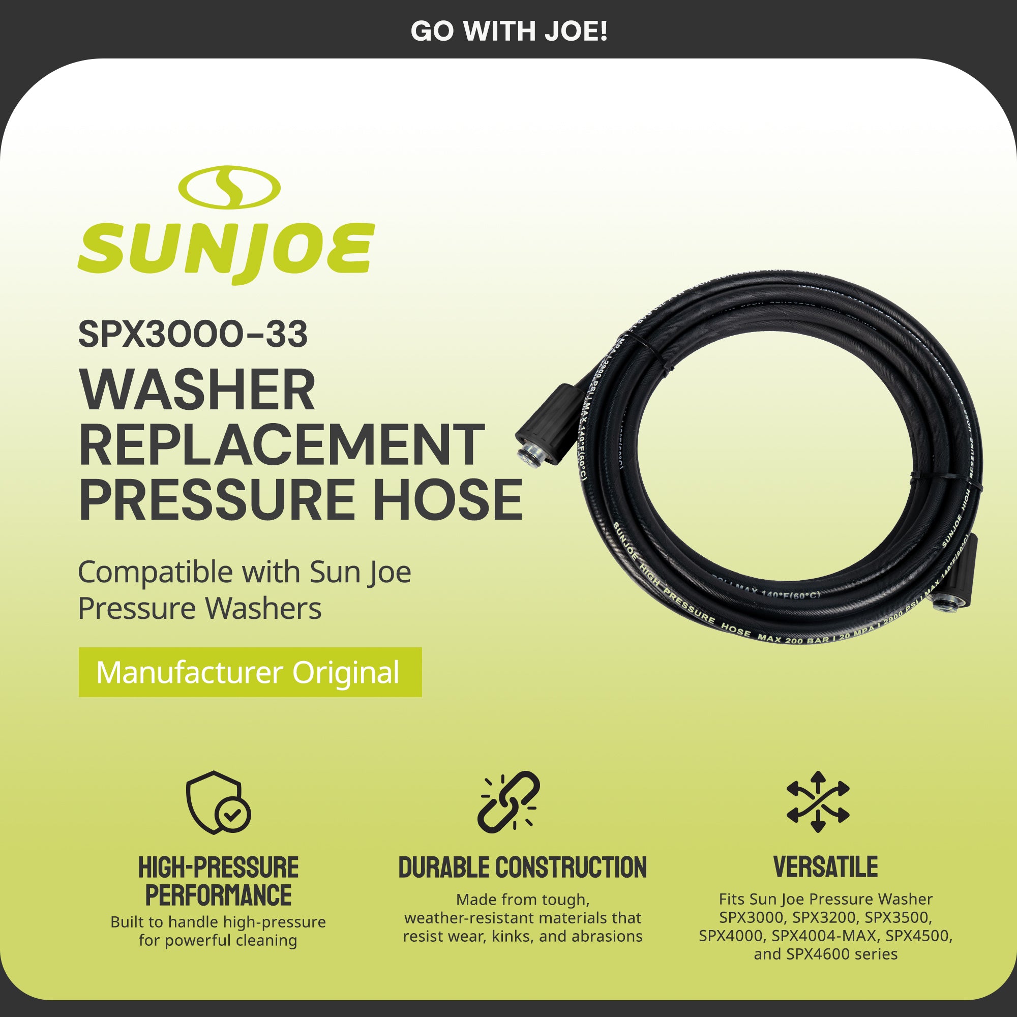 Sun Joe 3/4" Aluminum Pressure Washer Garden Hose Adaptor & Replacement Hose - VMInnovations