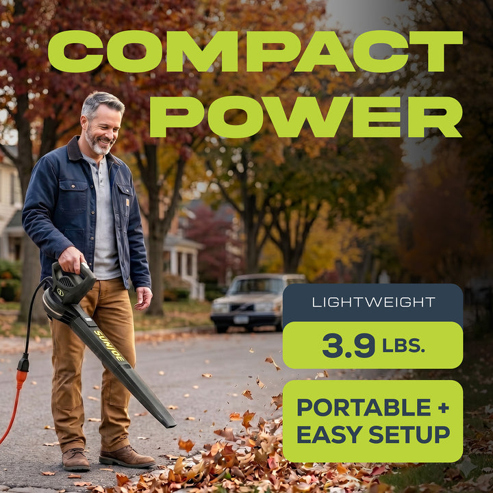 Sun Joe 155 MPH 6 Amp Lightweight Electric Powered Leaf Blower, Green (Open Box)