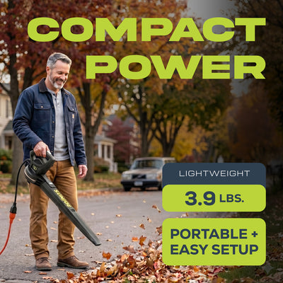 Sun Joe Electric Leaf Blower, 6 Amp Motor, 155 MPH Air Speed, Black (Used)