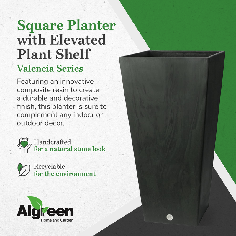 Algreen Valencia 31" Inside/Outside Square Planter Pot, Matte Black (Open Box)