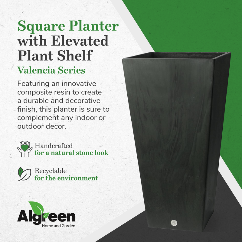 Algreen Valencia 31" Inside/Outside Square Planter Pot, Matte Black (For Parts)