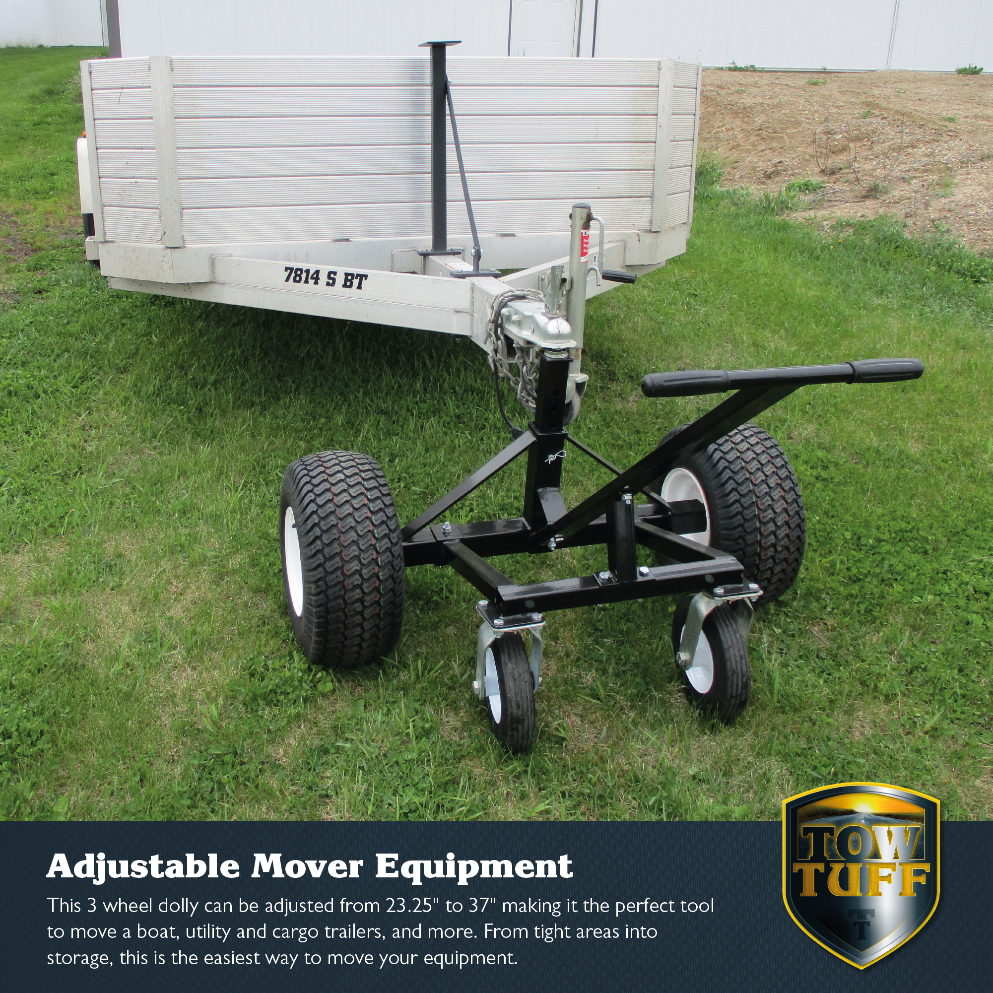 Tow Tuff TMD-15002C Adjustable Steel 1500 lb Heavy Duty Trailer Dolly w/ Caster - VMInnovations