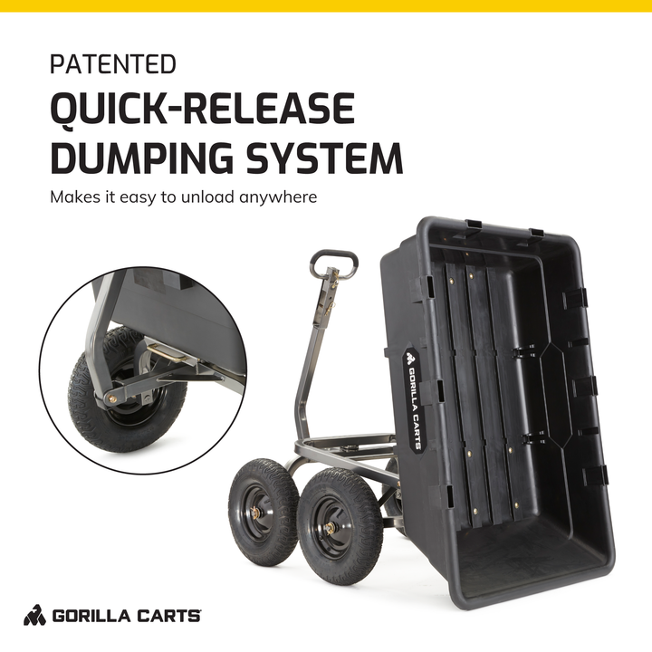 Gorilla Carts 1500 Pound Super Poly Yard Dump Utility Cart, Black (For Parts)