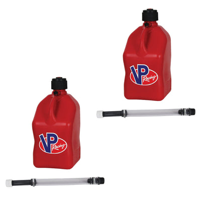 VP Racing 5.5 Gallon Utility Jug w/ Deluxe 14 Inch Hose Kit, Red (2 Pack)
