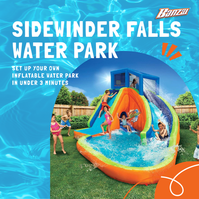 Banzai Sidewinder Falls Inflatable Water Park Play Pool with Slides (Damaged)